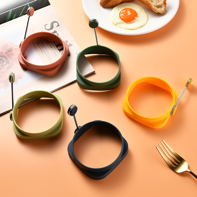 Food Grade Silicone Double-Sided Usable Square and Round Integrated 304 Handle Egg Frying Pan Dual-Use Egg Frying Pan Pancake Mold