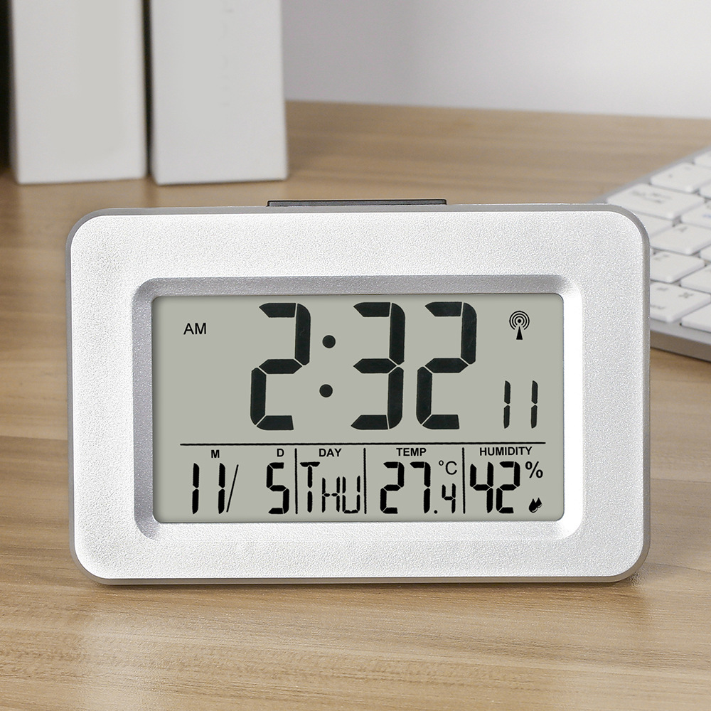 Radio Controlled Clock Automatic Time Setting Indoor Temperature Humidity Electronic Clock Backlight Alarm Clock German Japanese Radio Controlled Clock