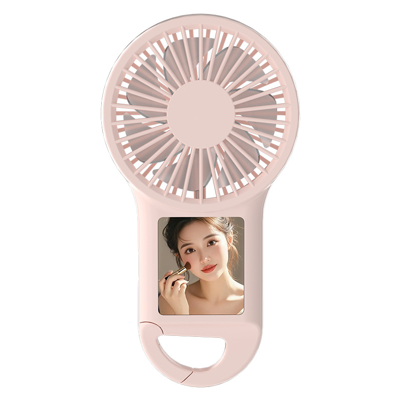 Outdoor makeup mirror hook silent fan USB charging handheld high-speed small fan colorful LED light mini fan