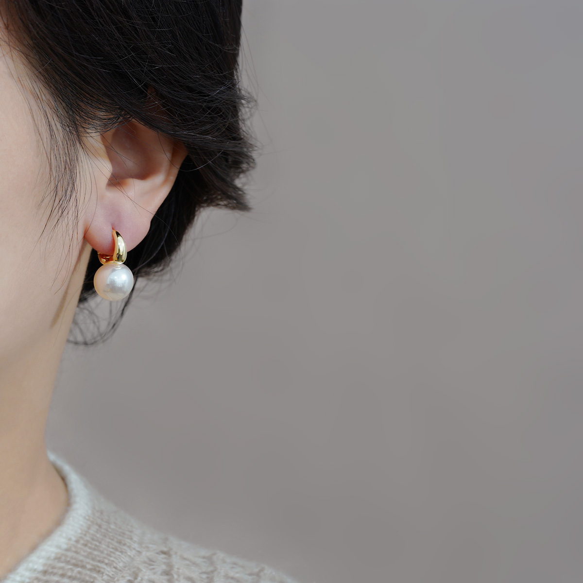 Pearl Ear Cuff Earrings Hepburn Niche Chic Button Ear Studs Earrings