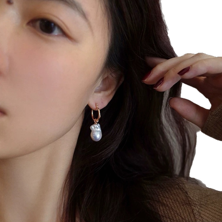New rare colorful two-way wear fishtail natural baroque pearl earrings unique ear accessories for women