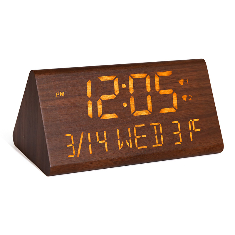 LED Wooden Clock Digital Night Light Silent Digital Alarm Clock Perpetual Calendar Temperature Electronic Clock Multifunctional Clock