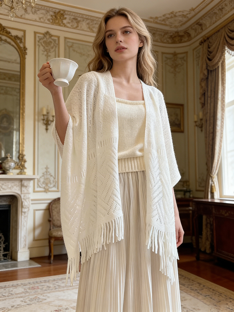 Deer velvet shawl ethnic style travel cape shawl women new Yunnan Lijiang knitted cape warm