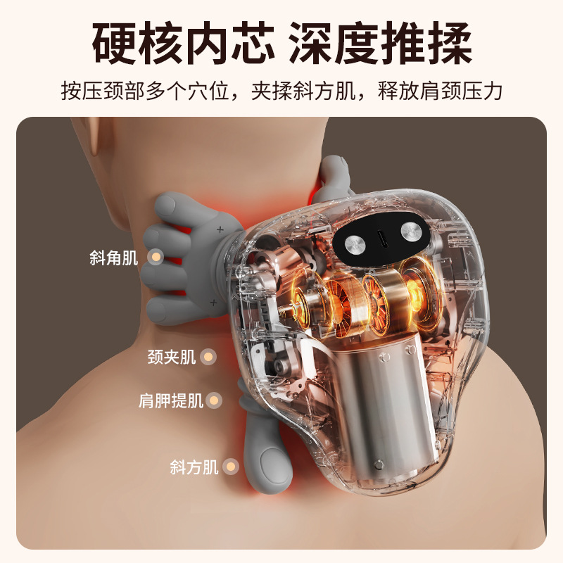 Neck and Shoulder Massager Cervical Spine Waist Back Shoulder Massage Home Wearable Electric Kneading Heat Therapy Trapezius
