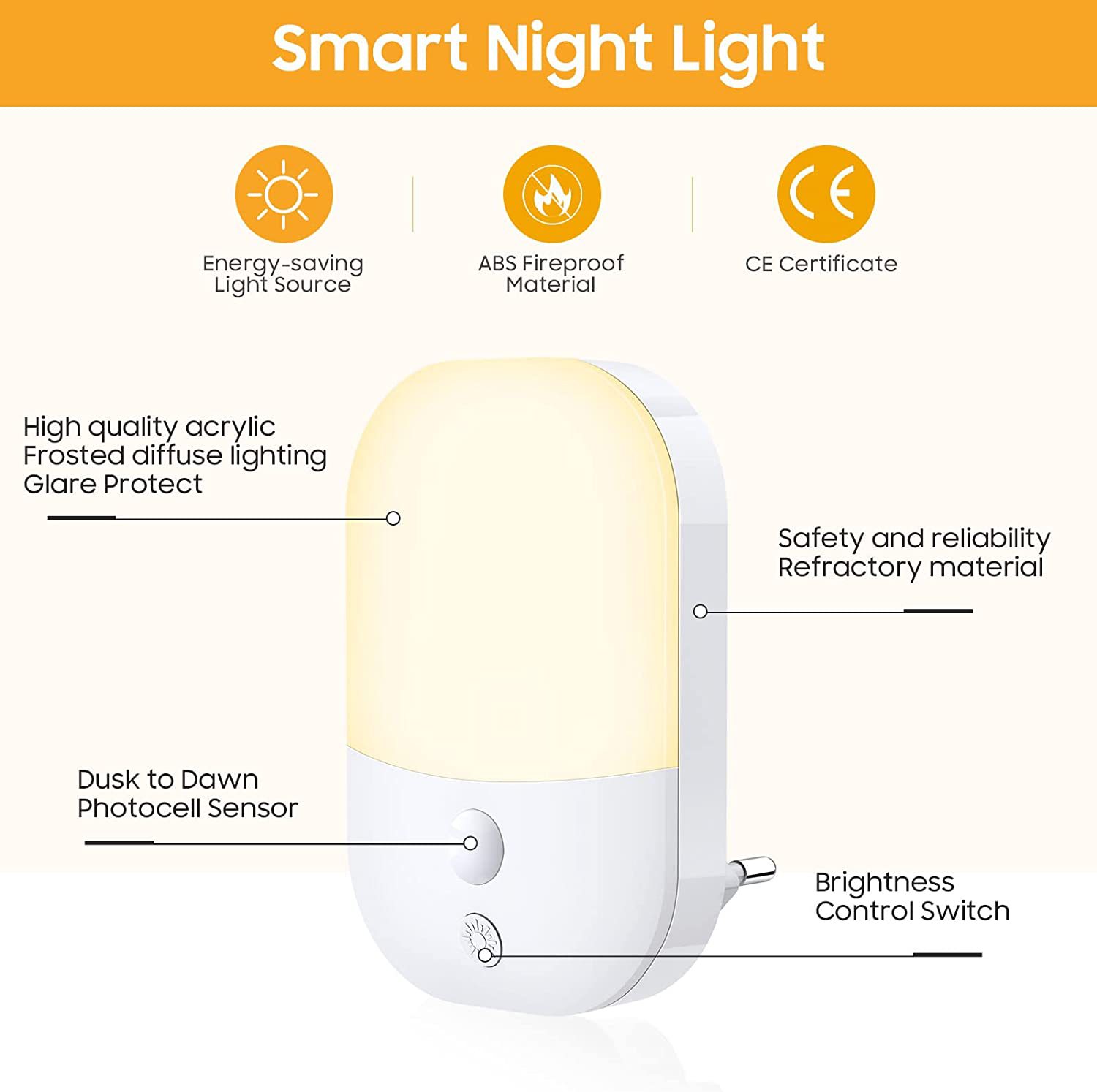 LED light-sensing night light sleeping bedroom bedside stair smart energy-saving sensor light night light plug-in