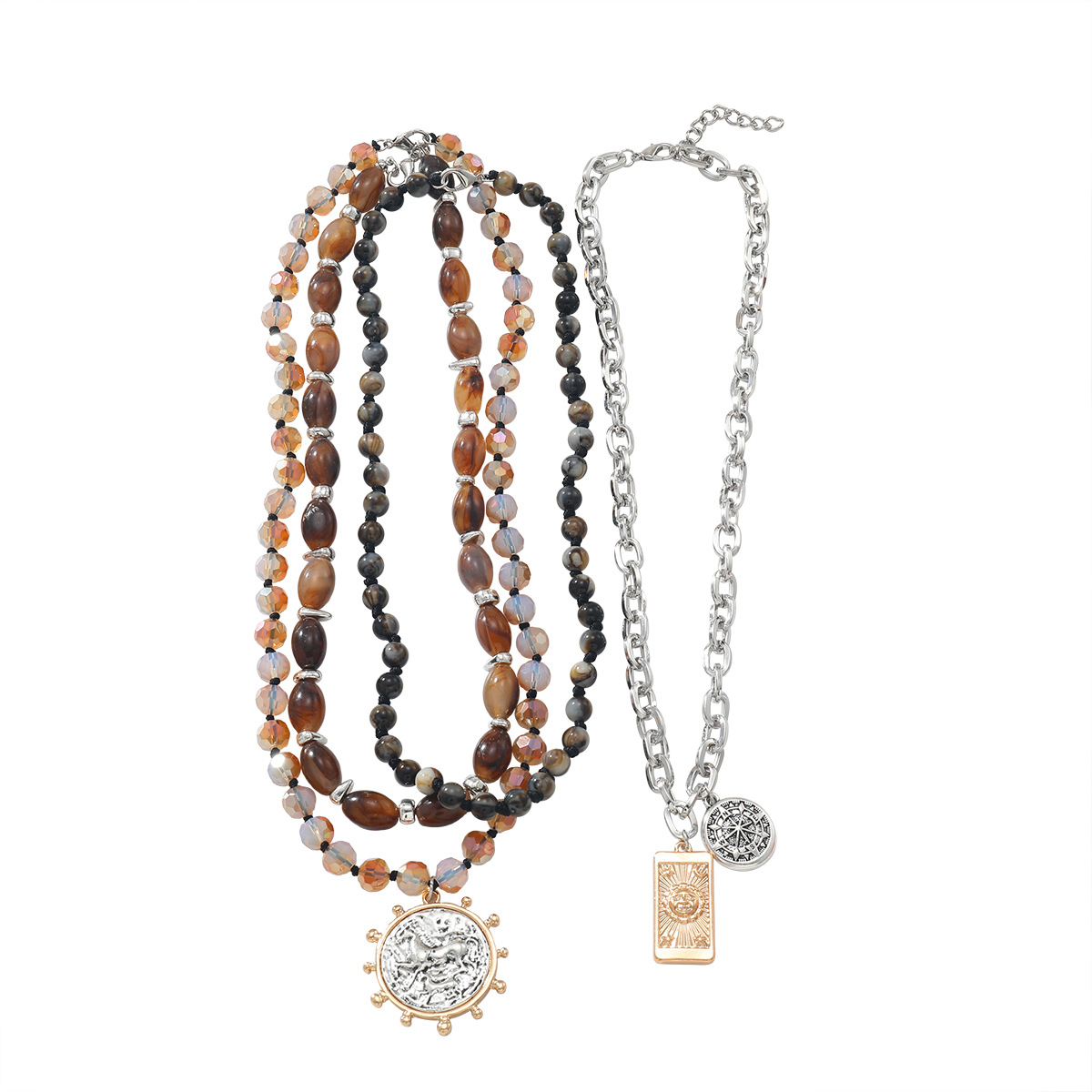 ZA big brand multi-layer alloy bead necklace beach style summer collarbone chain bohemian style