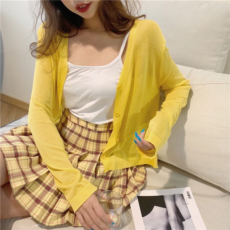 Large Size Loose Shawl Summer Thin Candy Color Super Fairy Sun Protection Ice Silk Knit Cardigan Knit Top