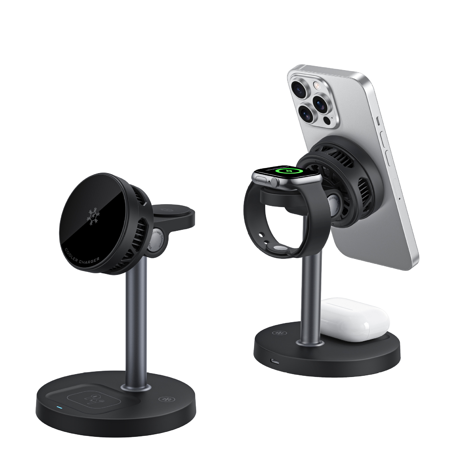 Wireless Magnetic Charger Semiconductor Cooling Phone 15W Fast Charging Three-in-One Desktop Charging Fast Charging