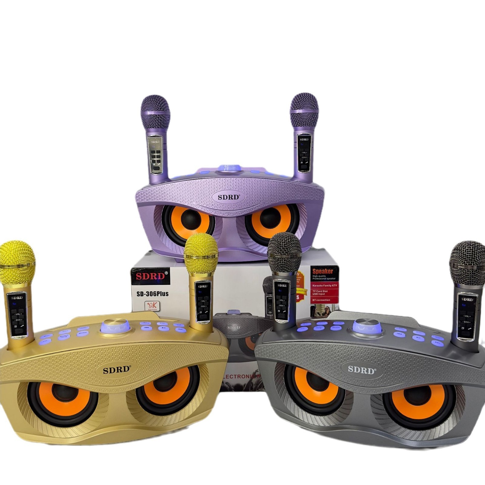 SD306plus Owl Bluetooth Speaker Wireless Microphone Karaoke All-in-One Speaker Home KTV Player