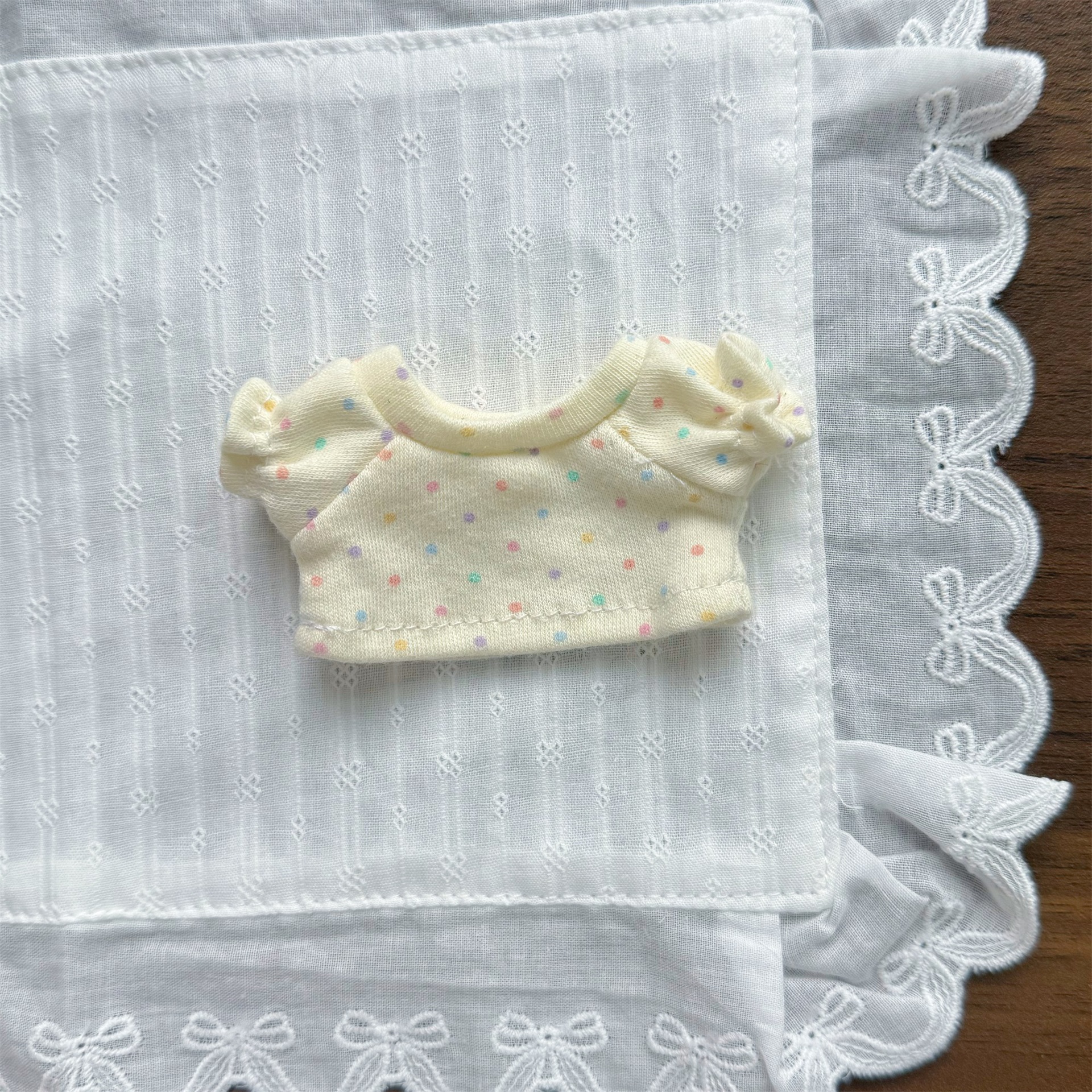New Labubu doll clothes plush elastic polka dot T-shirt crying baby Nyota denim skirt doll replacement clothes
