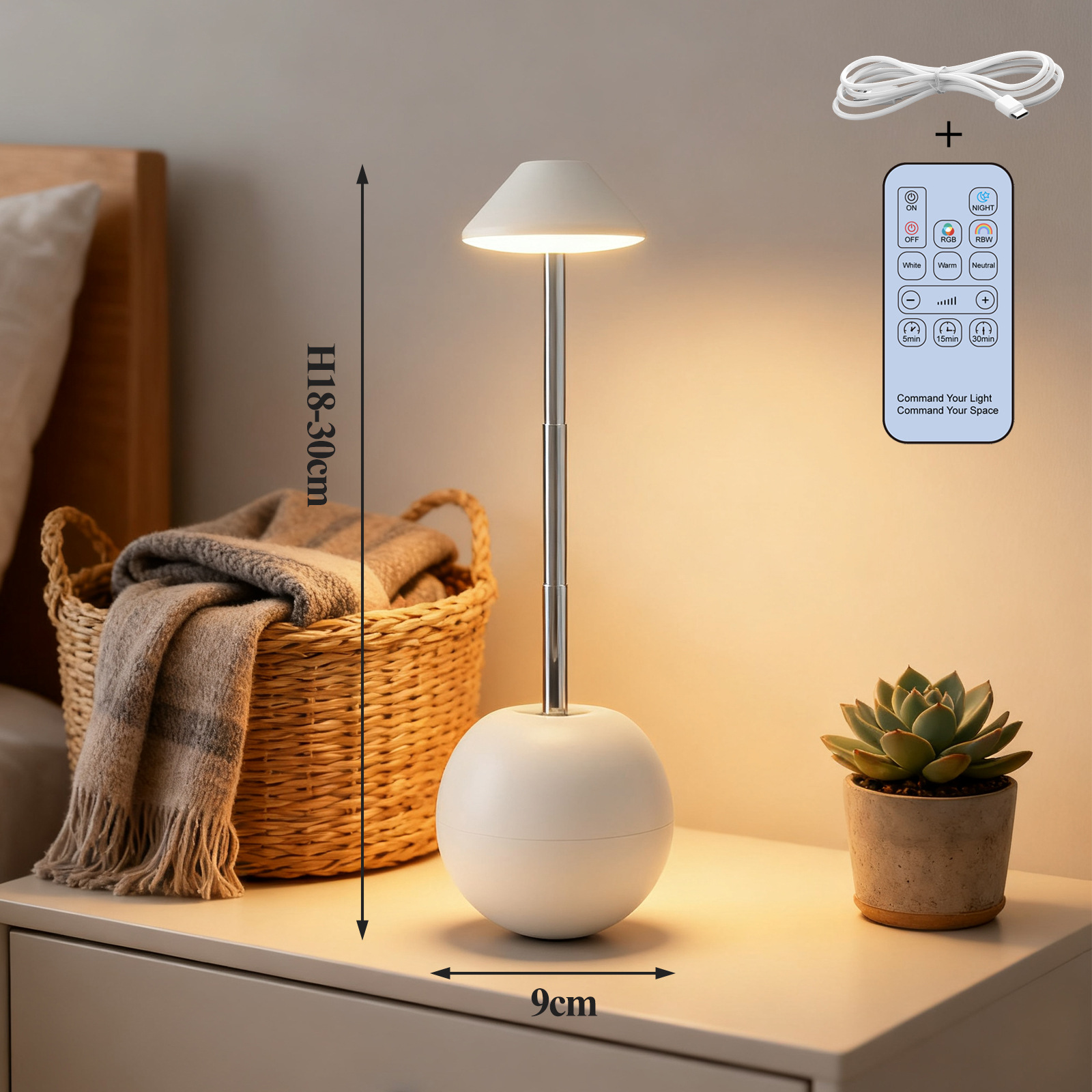 LED small night light rechargeable decorative table lamp bedroom desktop remote control bedside atmosphere lamp