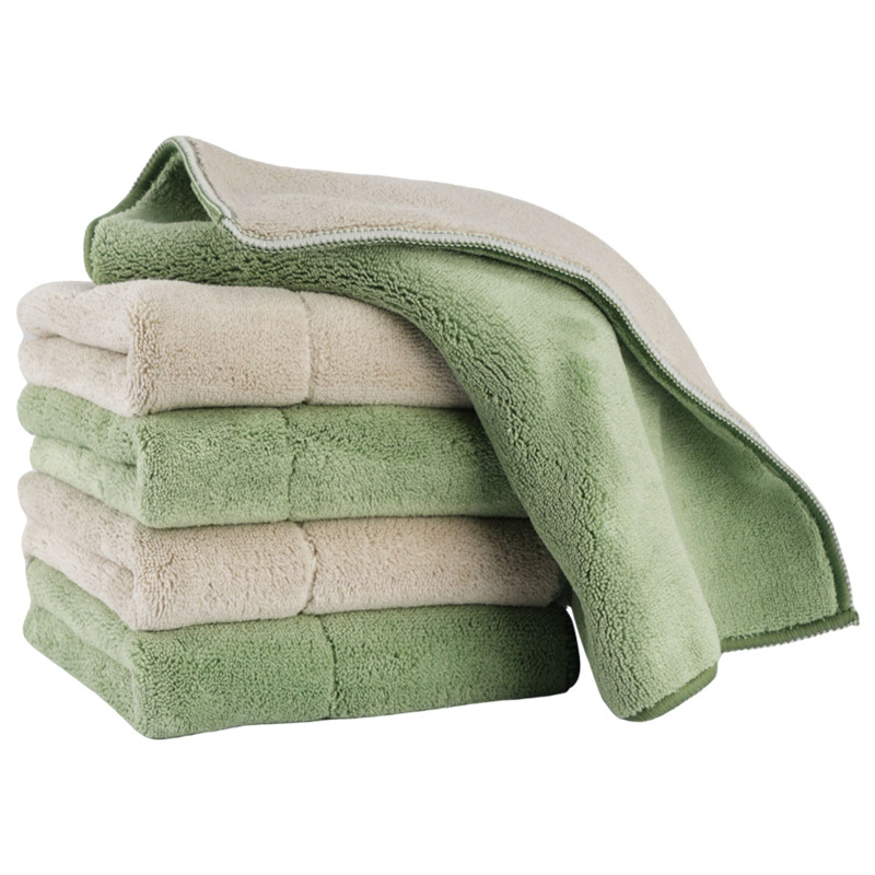 Double-sided coral fleece cloth, thickened, water-absorbing, easy lint, kitchen dishcloth, housekeeping cleaning cloth