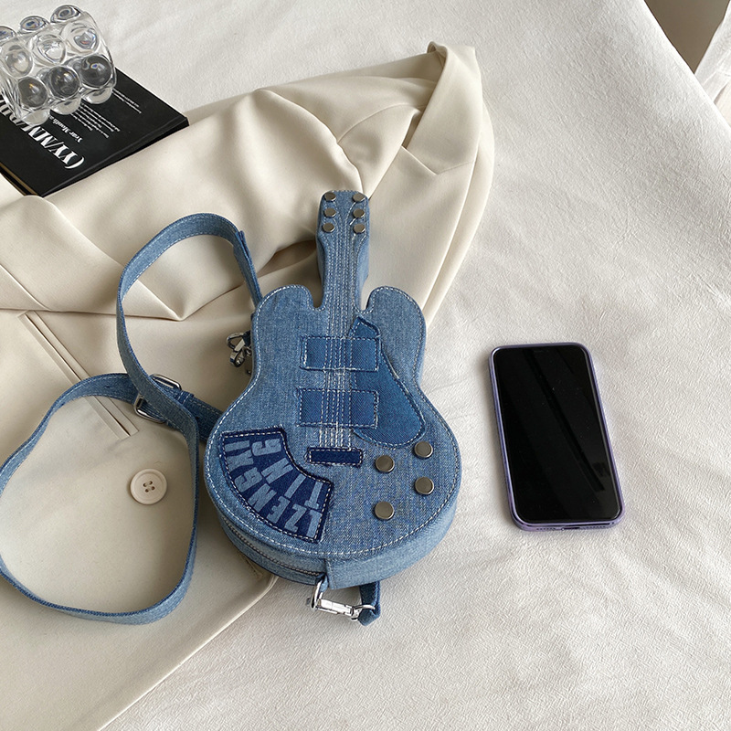 New Women's Bag Denim Shoulder Crossbody Bag Guitar Bag