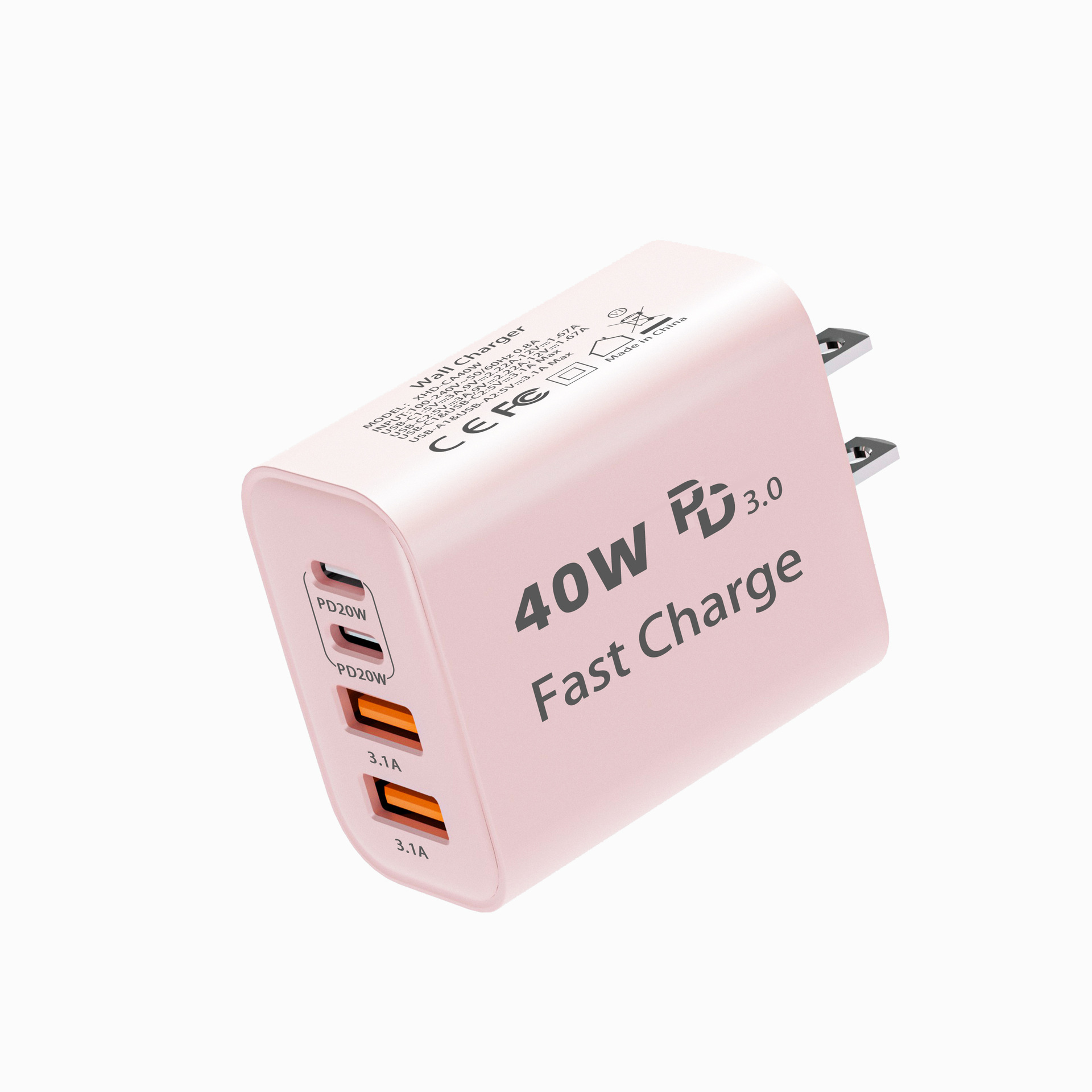 Customizable 40W US standard fast charging for Apple 15 charger Samsung phone 2C2A charging head ETL certified