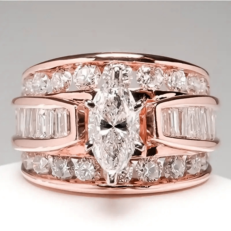 Copper Set Zircon Women's Ring Popular Engagement Jewelry