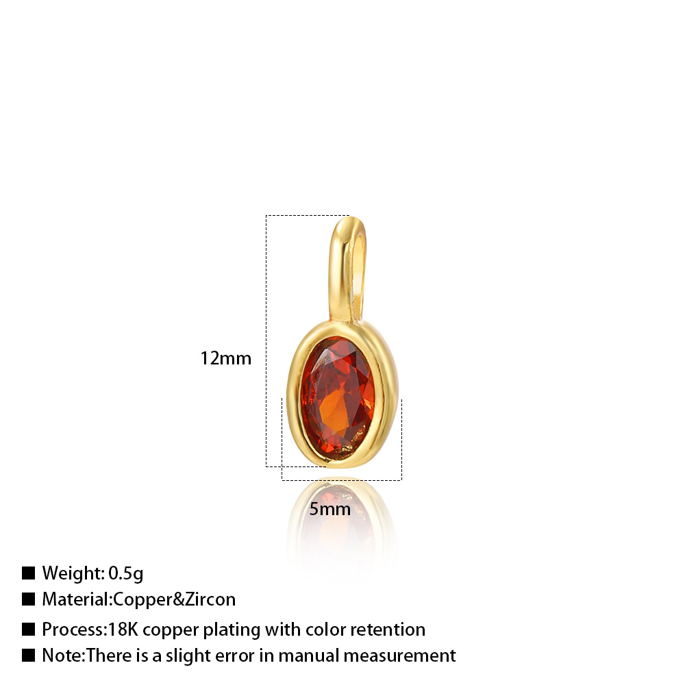 Fresh sweet geometric colored oval zircon small pendant, bracelet necklace DIY jewelry pendant accessories production