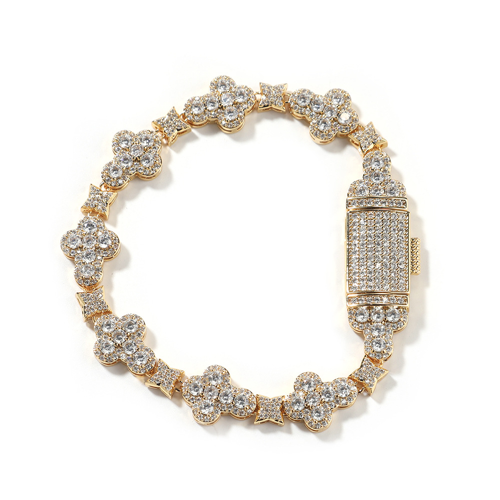New Simple 10mm Cross Flower Bracelet Micro Inlaid Zircon Sparkling Hand Jewelry