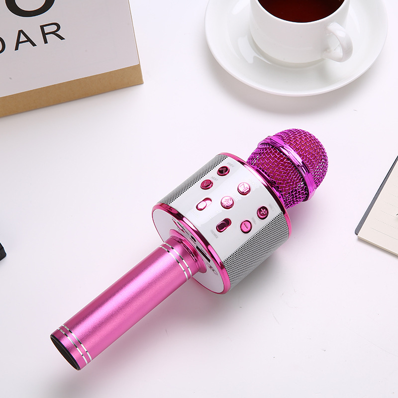 WS858 Phone K Song Treasure Karaoke Wireless Bluetooth Condenser Microphone Children's Song Microphone Speaker All-in-One