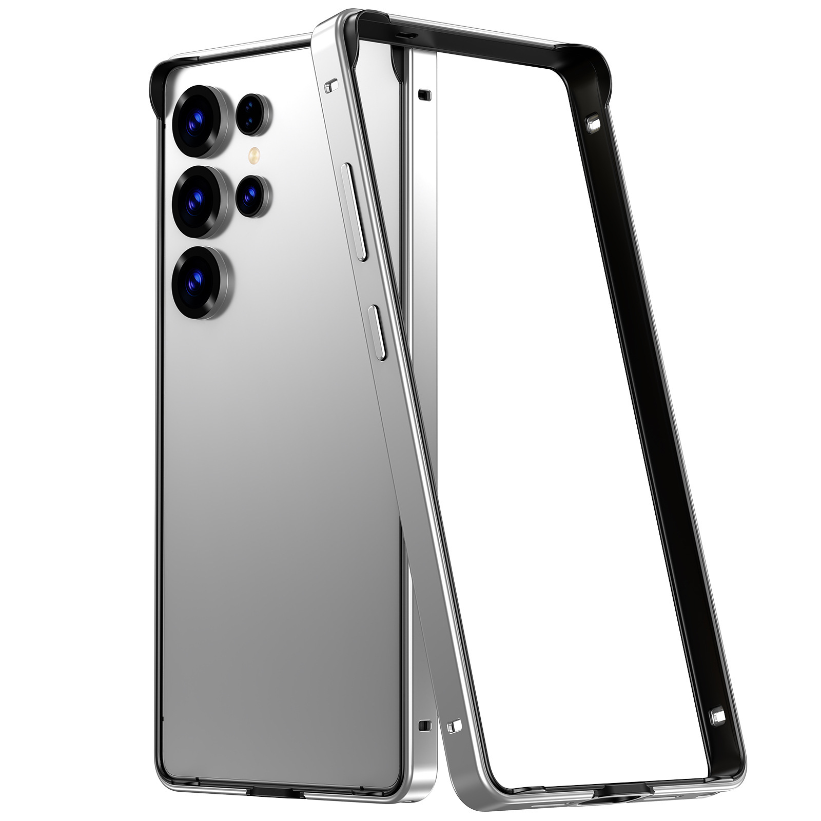 Convex corner silicone metal frame for Samsung Galaxy S26 Ultra phone case four-corner anti-fall S26 frame