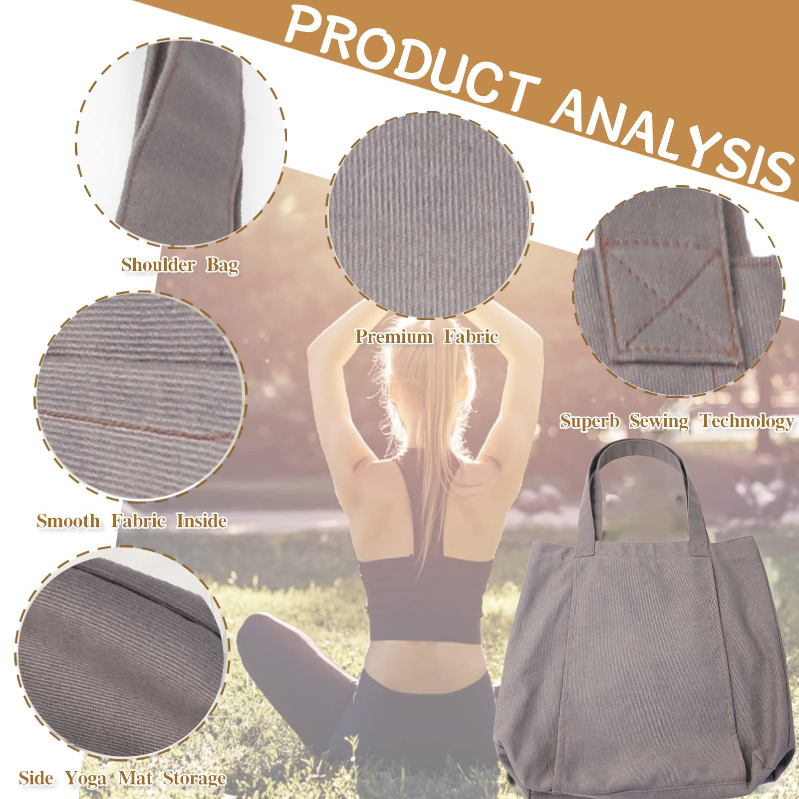 Yoga Pilates Mat Bag Canvas Tote Bag Outdoor Exercise Equipment Travel Yoga Mat Shoulder Bag