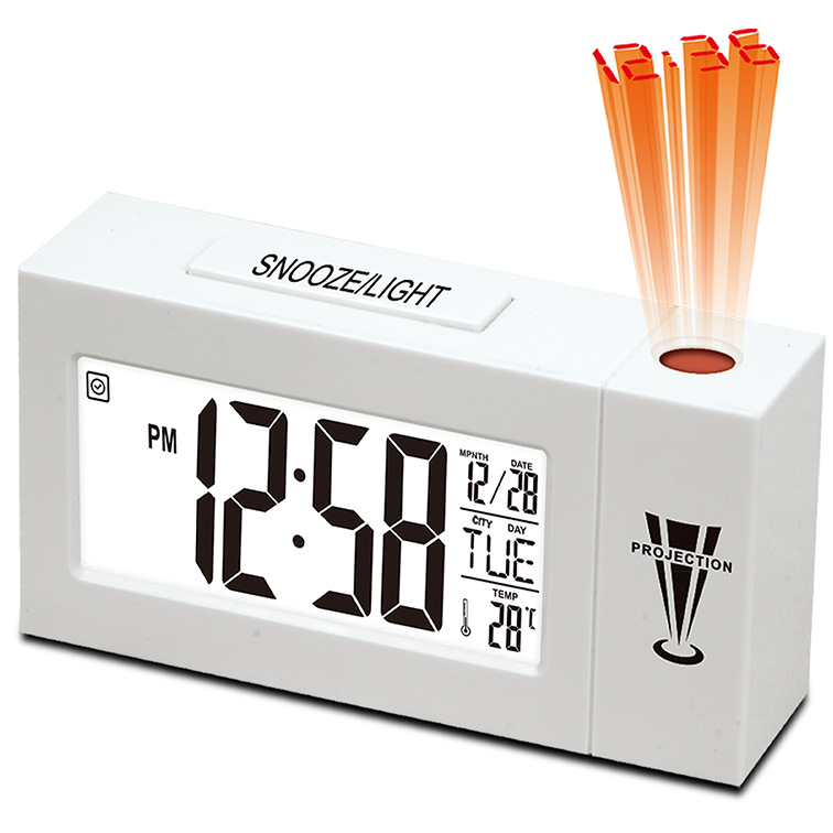 Projection clock home desktop voice-activated night light temperature student desktop electronic clock