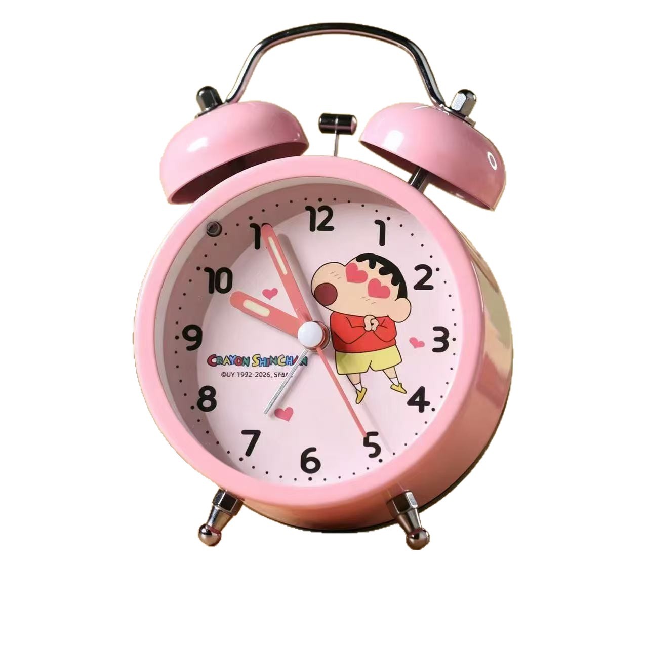 Original crayon metal ringing alarm clock children bedroom learning use silent cartoon fluorescent ringing alarm clock