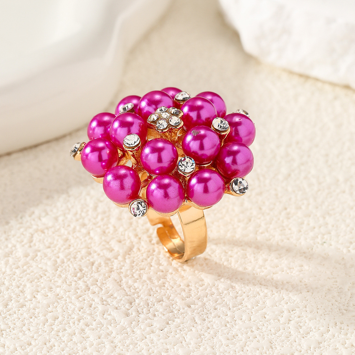 Fashion ring for index finger adjustable pearl ring