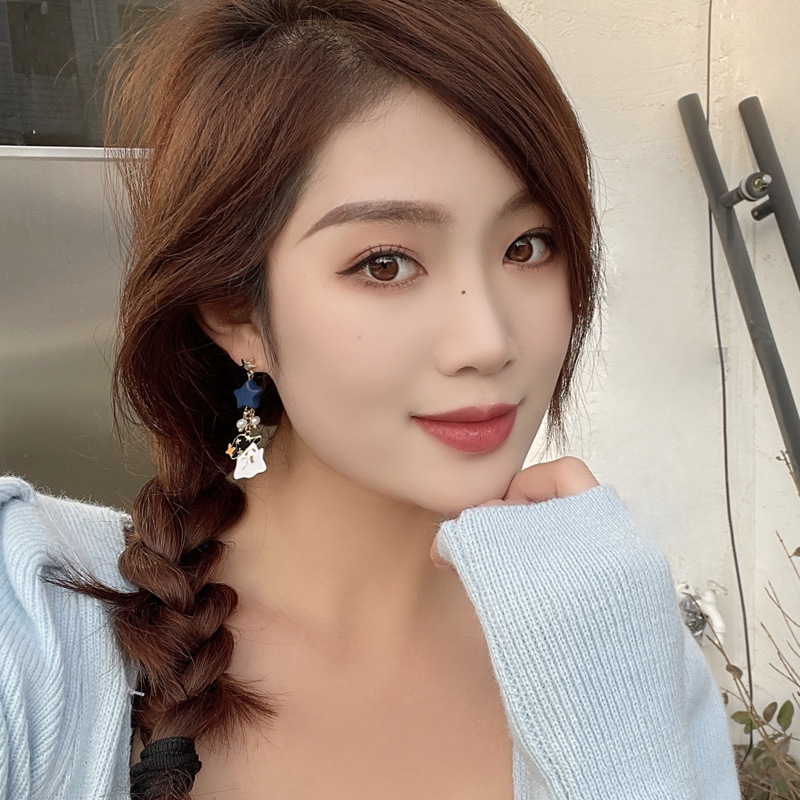 Original design ghost ear studs contrast asymmetric star pumpkin earrings 6259