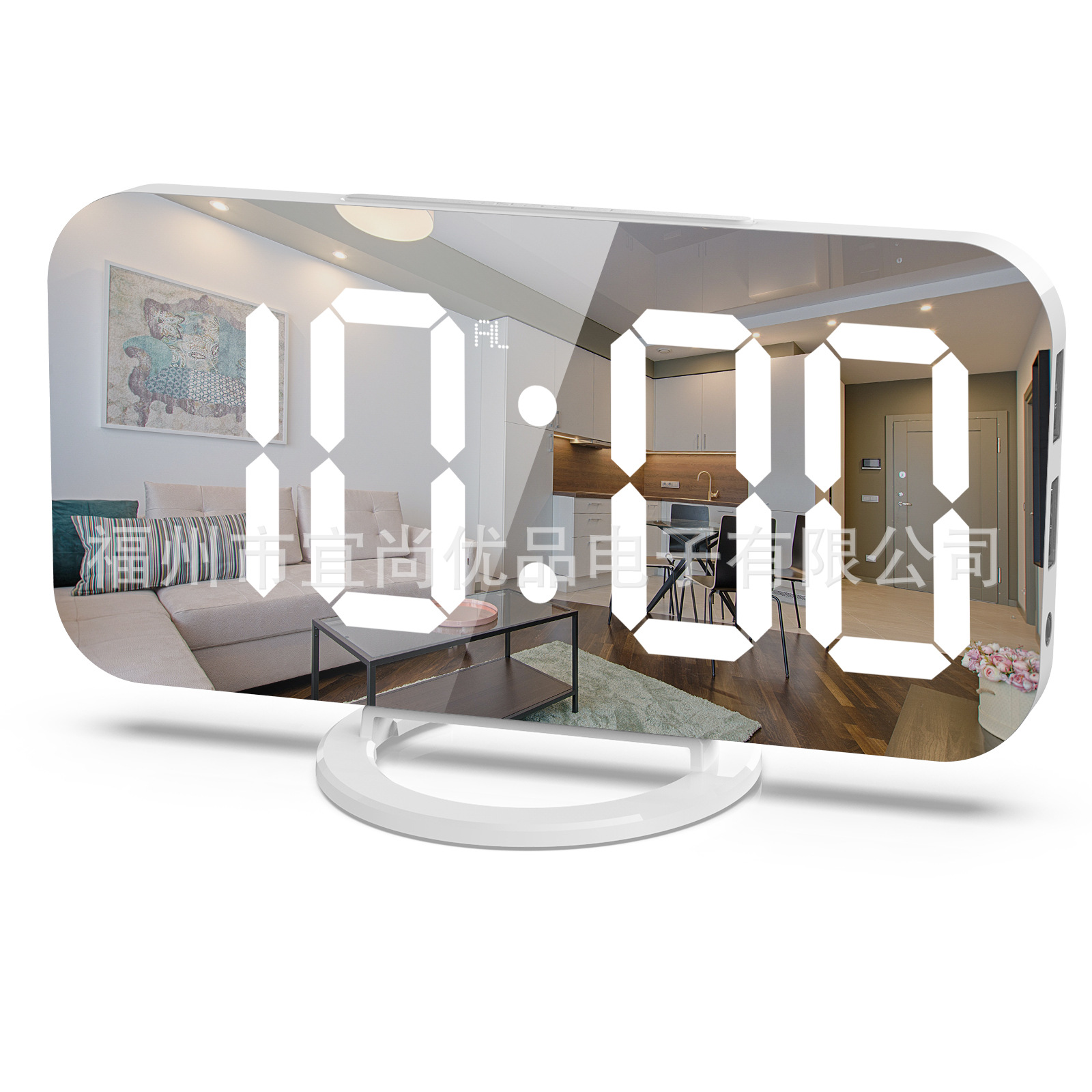 Mobile phone charging large screen mirror electronic digital alarm clock LED display electronic clock