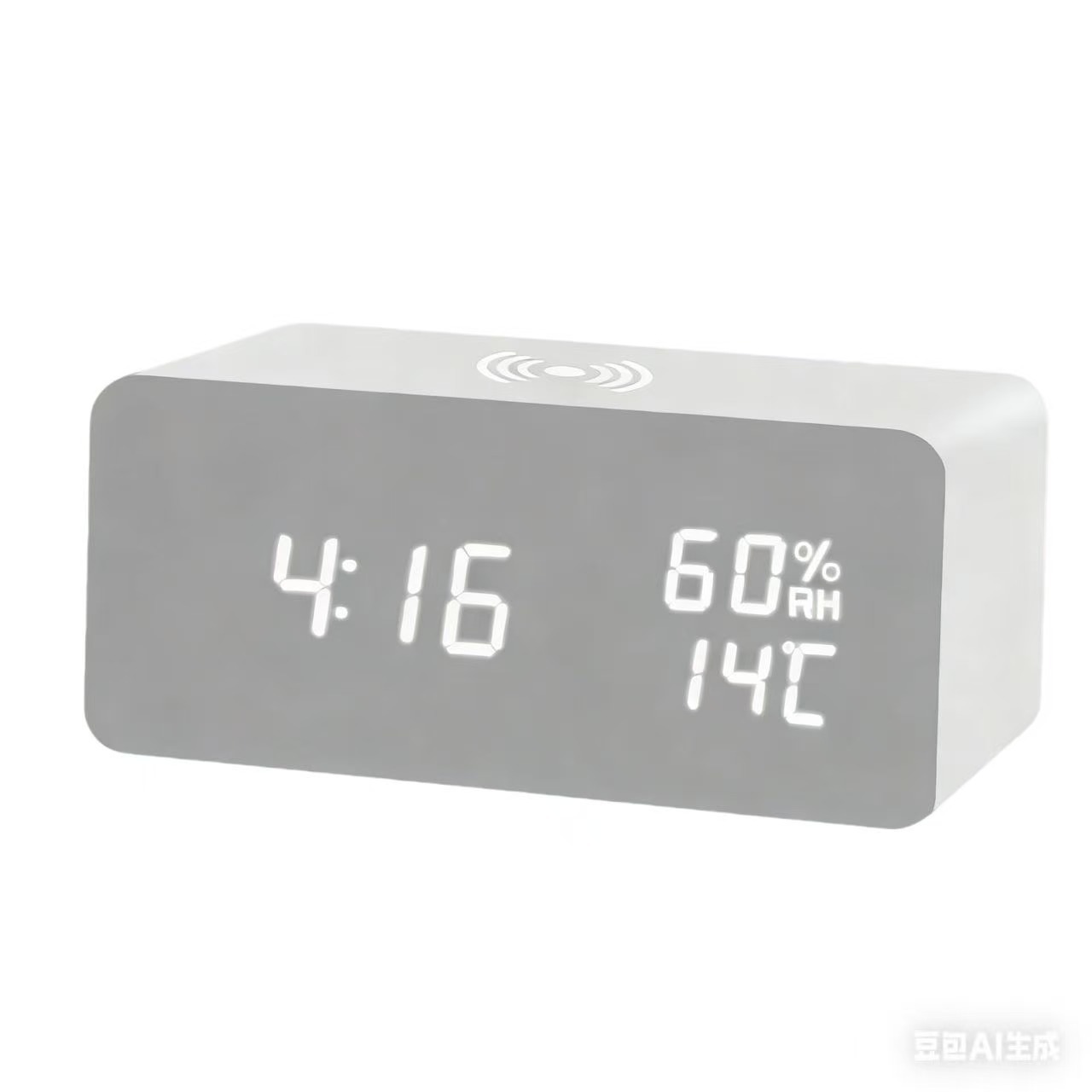Wireless charging LED clock electronic charging wooden alarm clock, voice-controlled thermometer charging wooden clock perpetual calendar
