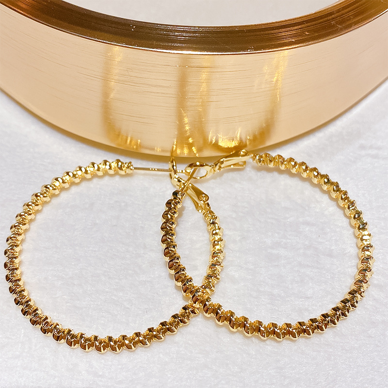 [Geometric smooth] Gold-plated quality circle smooth silver needle earrings, cool square earring accessories