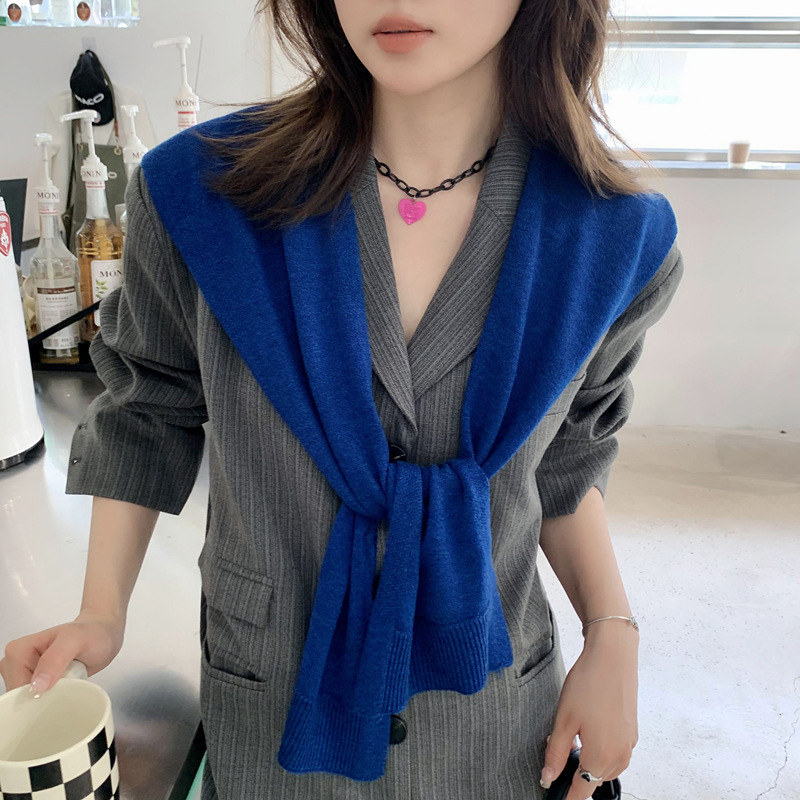 Knitted small shawl for women, spring/autumn/summer air-conditioned room neck protection cape, thin outerwear matching skirt shirt