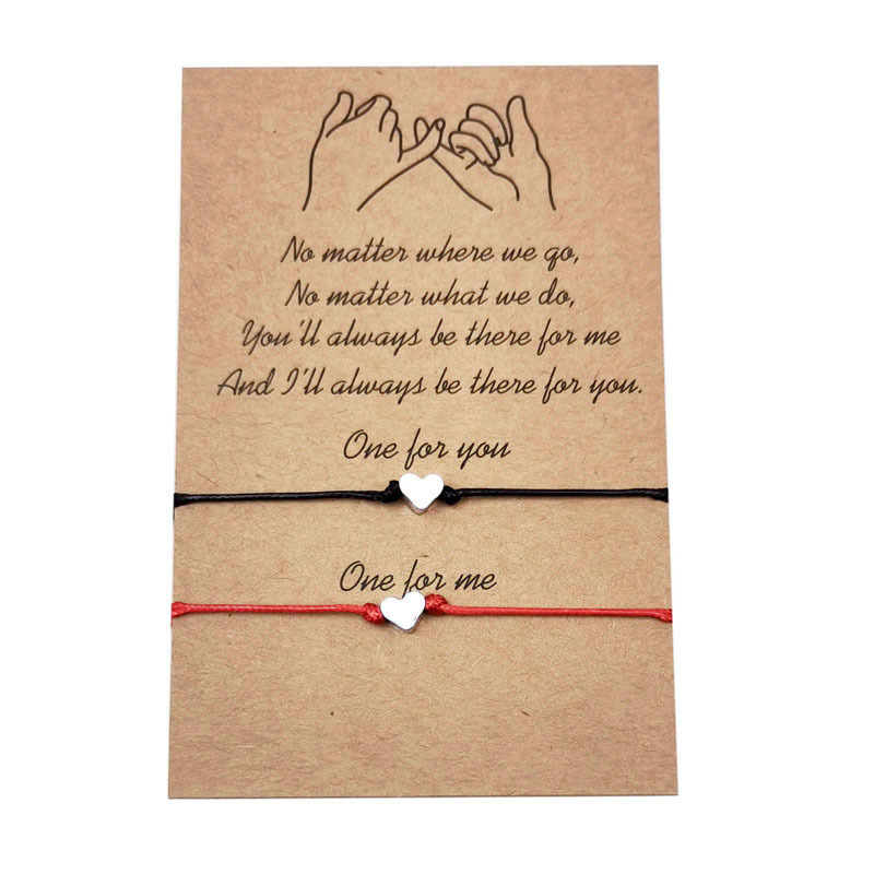 Heart-shaped tree of life wax thread handmade woven couple friendship card bracelet bracelet