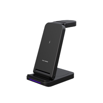 S90 15W Fast Charging 3-in-1 Vertical Foldable Stand for Apple Android Phone Wireless Charger