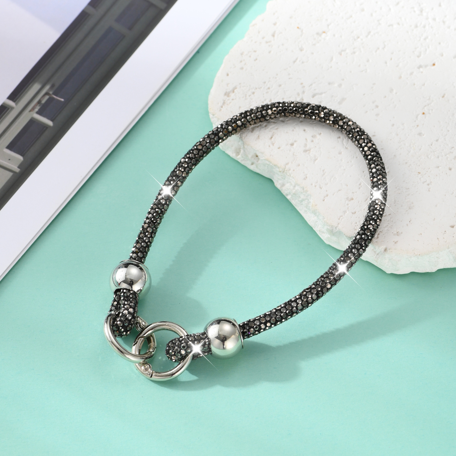 Rhinestone phone lanyard round bead full rhinestone bag chain pendant bag decoration wrist phone rope phone chain
