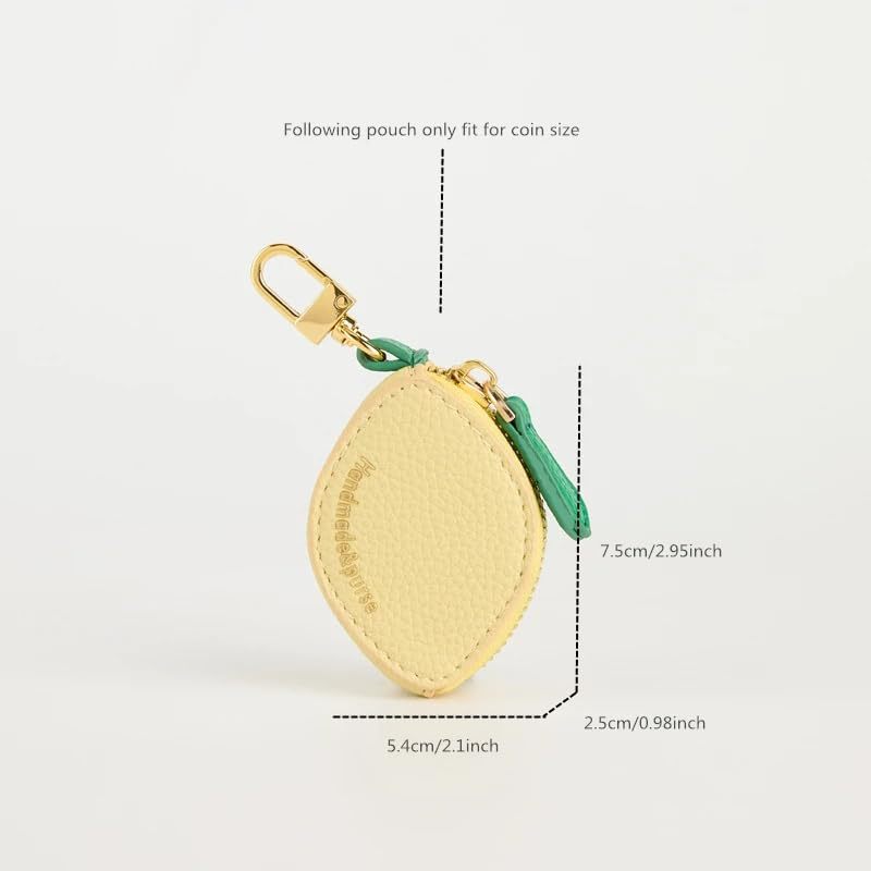 Lemon Shaped Coin Wallet with Keychain, Mini Wallet Bag Cute Accessory