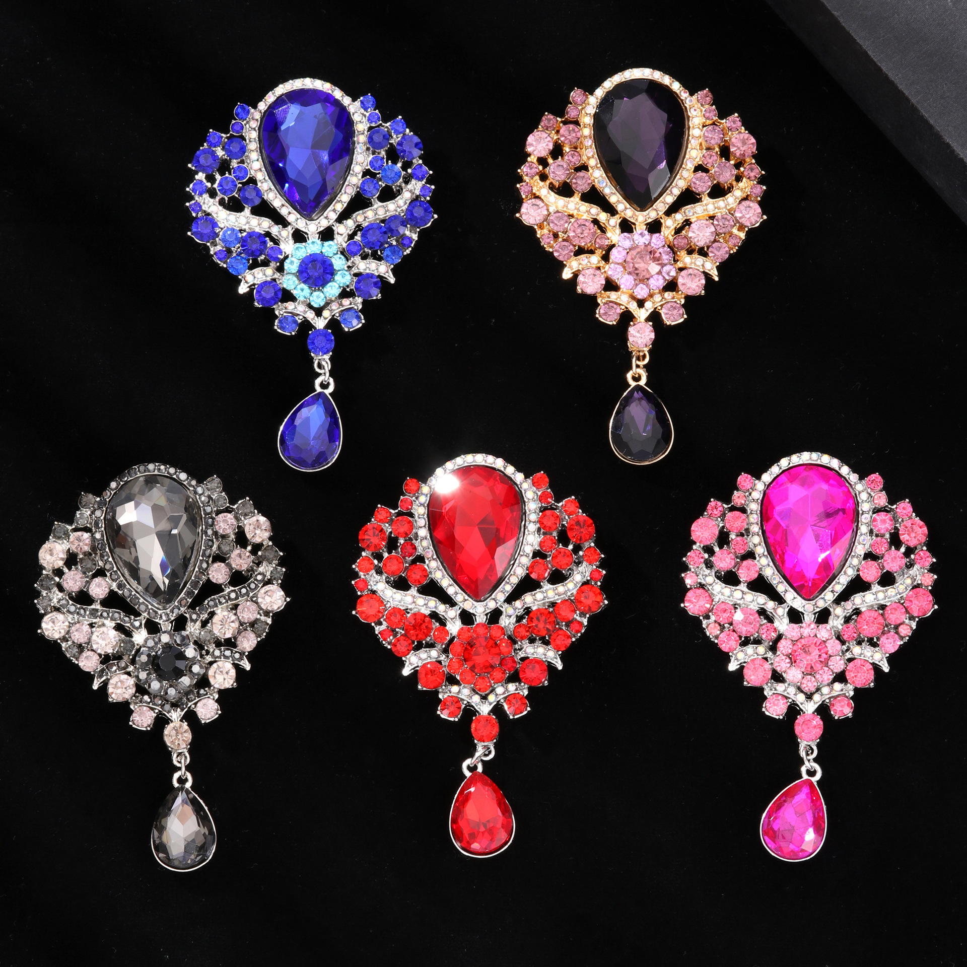 New Crystal Pendant Brooch Rhinestone Corsage Women's Pin Clothing Accessory