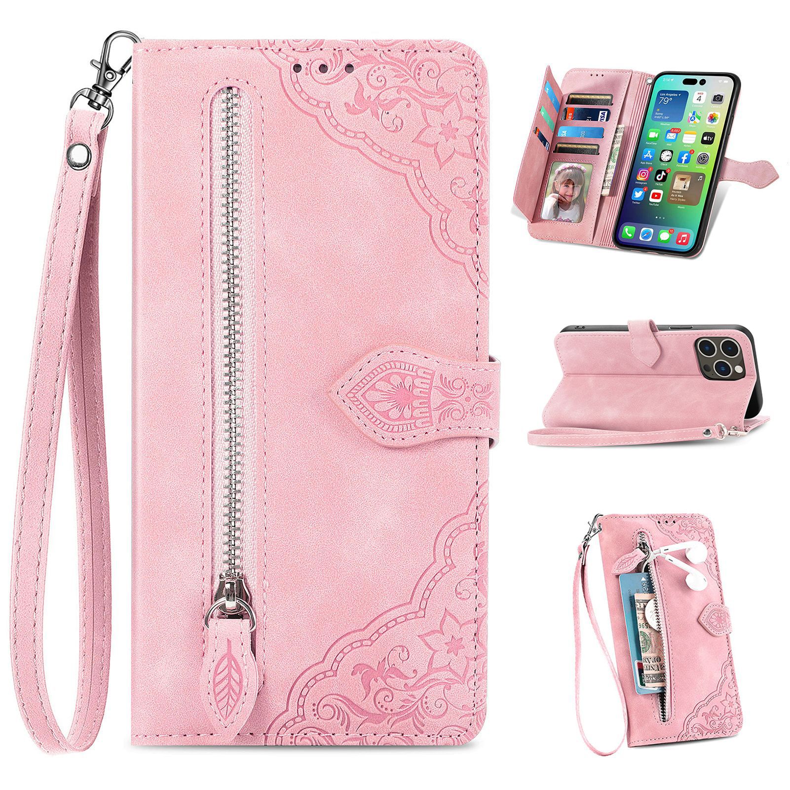 For iPhone18 flip phone case Apple 18 faux leather phone case 17 zipper wallet case Samsung S26P
