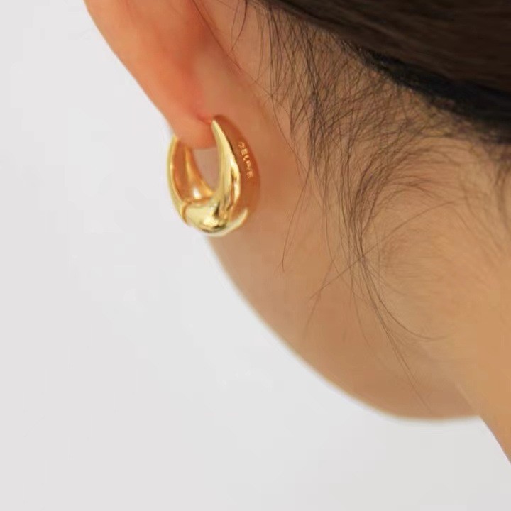 Celi earrings for women, gold circle copper plated 18k real gold circle ear clips, plain circle earrings