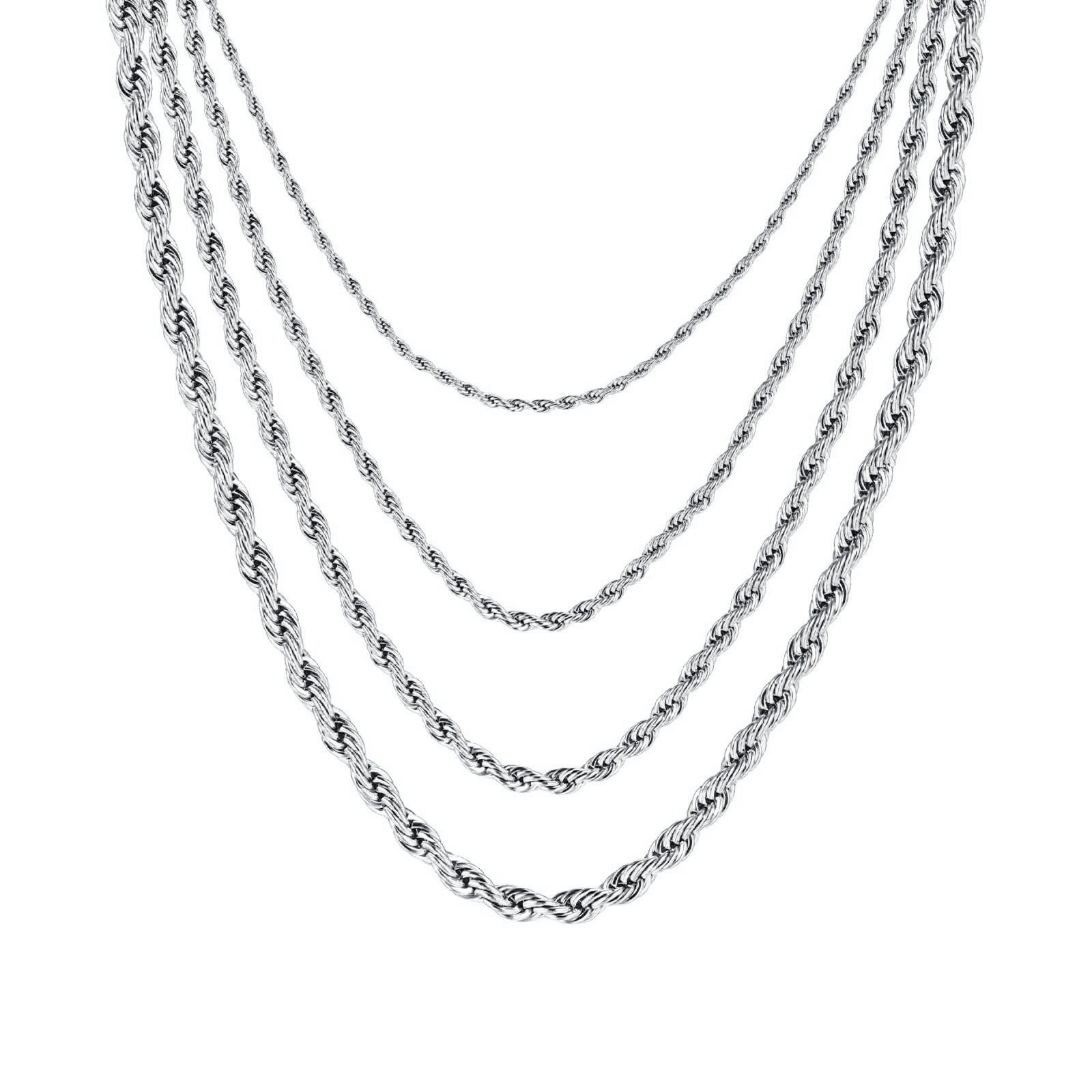 Titanium Steel Hemp Rope Necklace Thick 2/3/4/5MM Collarbone Chain Stainless Steel Women's Gold Layered Twist Chain