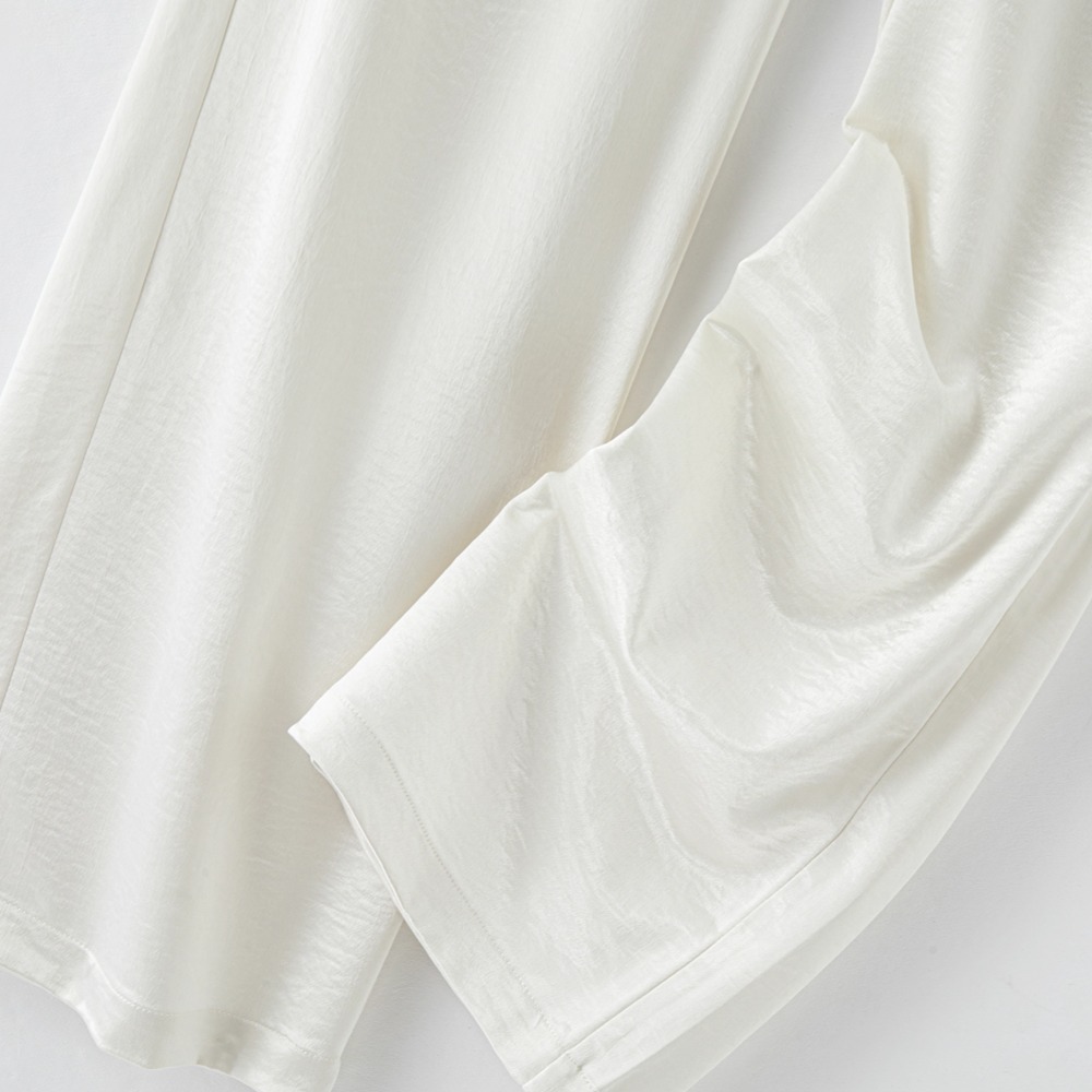 Cool acetate satin straight-leg pants women 2026 summer elastic waist commuter drape casual pants