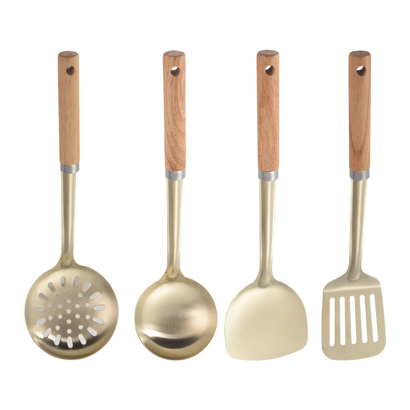 Thickened Stainless Steel Spatula Frying Spoon Slotted Spoon Frying Spatula Kitchen Utensils Set Frying Iron Spatula Home Kitchen Anti-Scald