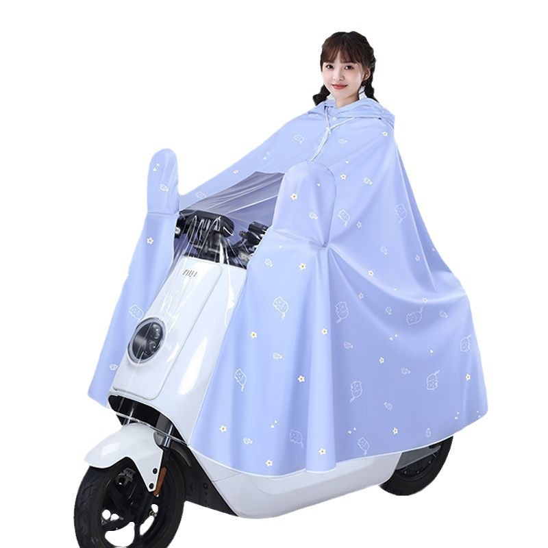 Raincoat Electric Scooter Women Single Person Plus Size Long Full Body Anti-Storm New Thickened