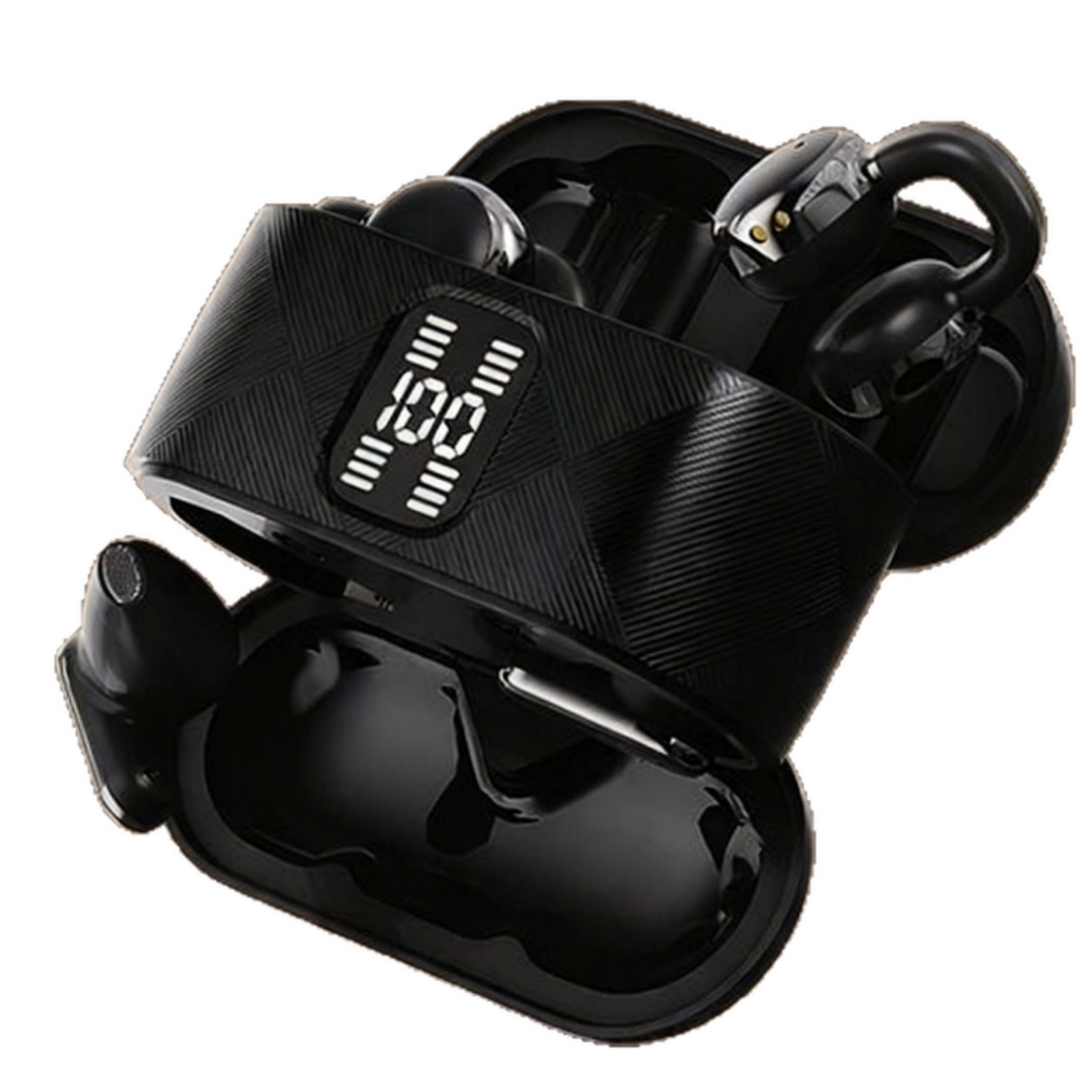Q16 Twin Bluetooth Earphones Clip Ear Type Ultra-long Battery Life Metal Plating High-definition Digital Display High-quality Sound