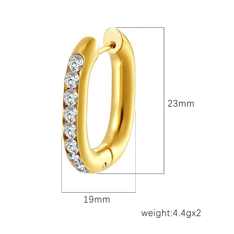 Glue diamond stainless steel earrings for women, set with zircon ear clips, ear accessories