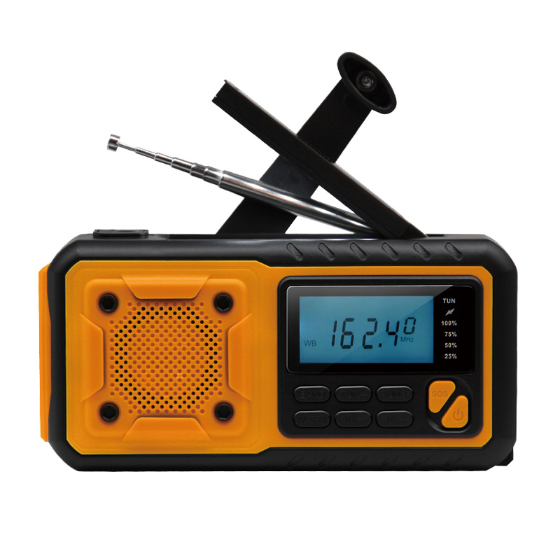 Multifunctional outdoor emergency solar hand-crank power generation radio disaster reading light flashlight power bank