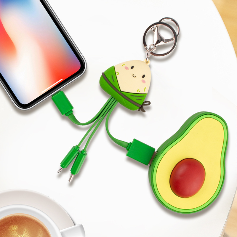 Zongzi Data Cable Cultural Creative Dragon Boat Festival Gift 3-in-1 Cute One-drag-three Key Zongzi Charging Cable