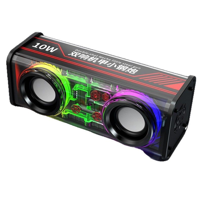 Transparent Mecha Colorful Light Bluetooth Speaker Dual Speaker Mini Speaker Bass Diaphragm Gift Speaker