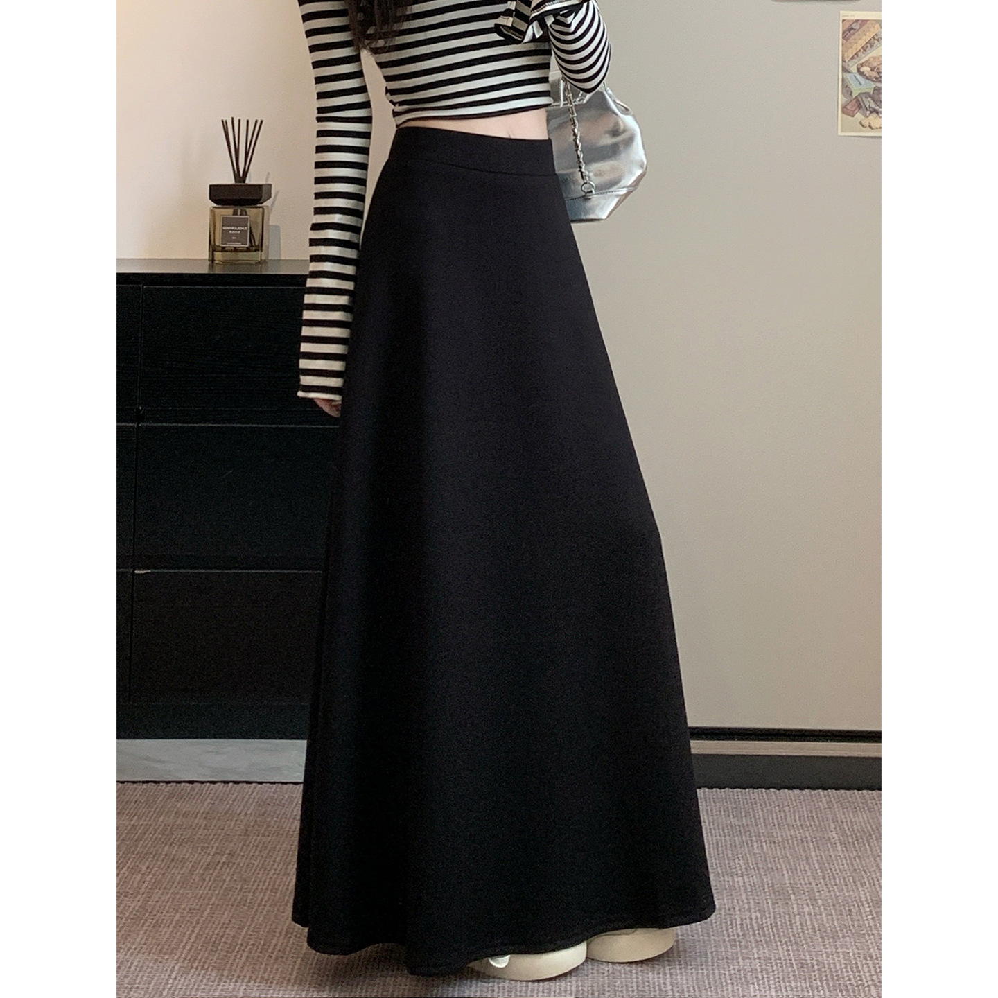 Muzilian Spring/Summer New High-Waist Wind Half Skirt Women Casual Midi Skirt Women