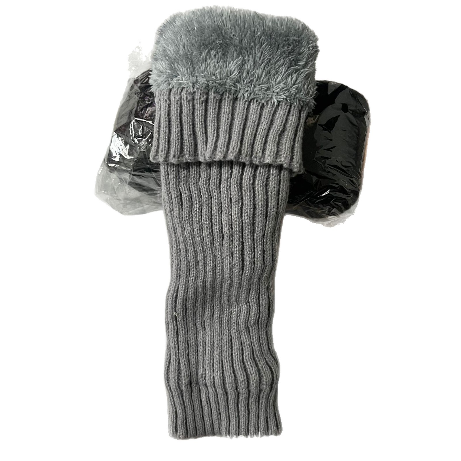Winter Knit Sock Cuff Fleece Lined Thick Women's Warm Knee Protection Calf Protection Striped Solid Color Stacked Socks Sock